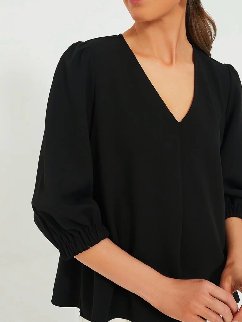 ❄️Tuckernuck Black V-Neck Puff Sleeve Blouse
